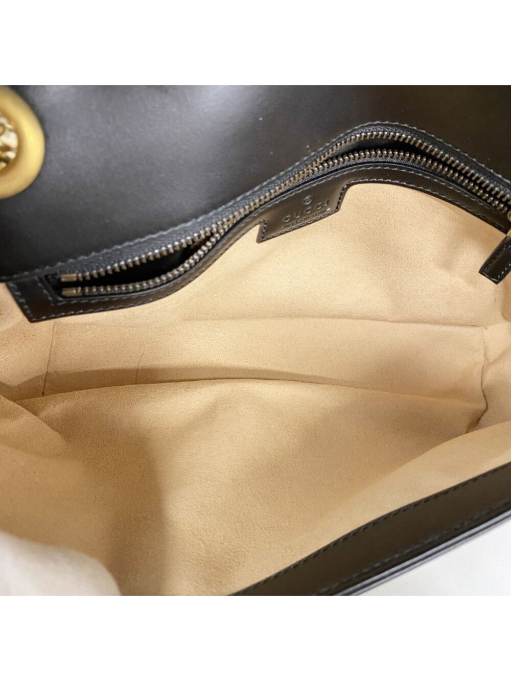 Gucci Shoulder Bag GG Marmont Leather Black Gold - Picture 4 of 12